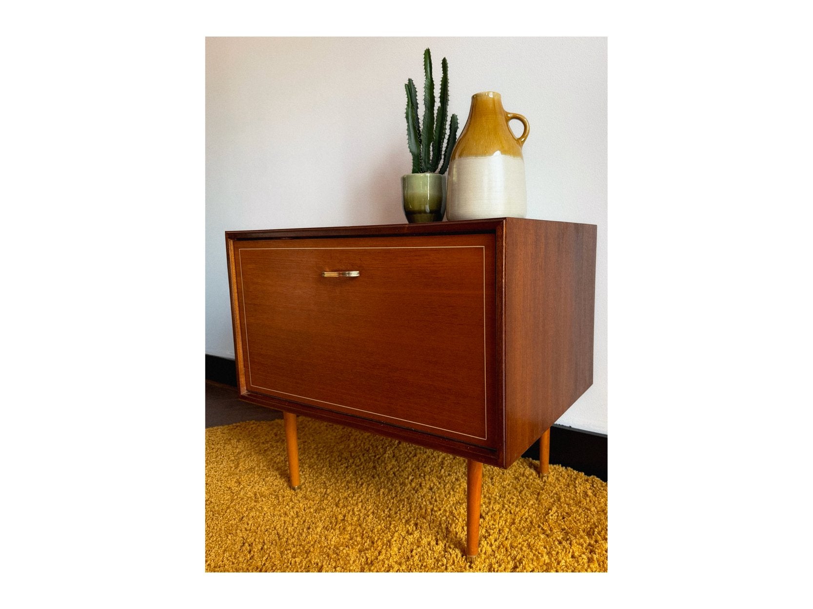 Vintage Mid Century teak platenspelerkast / barkast, Huis en Inrichting, Ophalen, Zo goed als nieuw, 25 tot 50 cm, 50 tot 100 cm