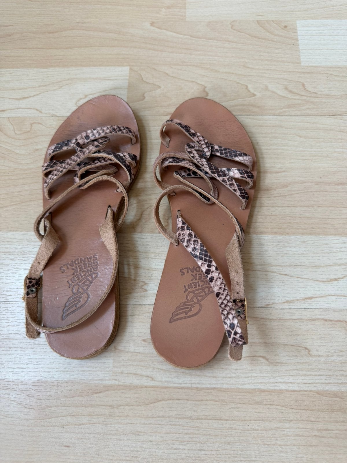 Ancient Greek Sandals - Gevlochten leren sandalen maat 38, Bruin, Gedragen, Sandalen of Muiltjes, Ophalen of Verzenden
