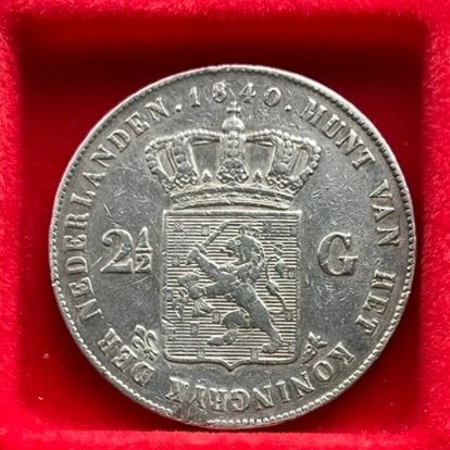 VERSCHILLENDE JAREN 2,5 gulden Willem I en Willem II, Ophalen, Zilver, Koning Willem I, Losse munt