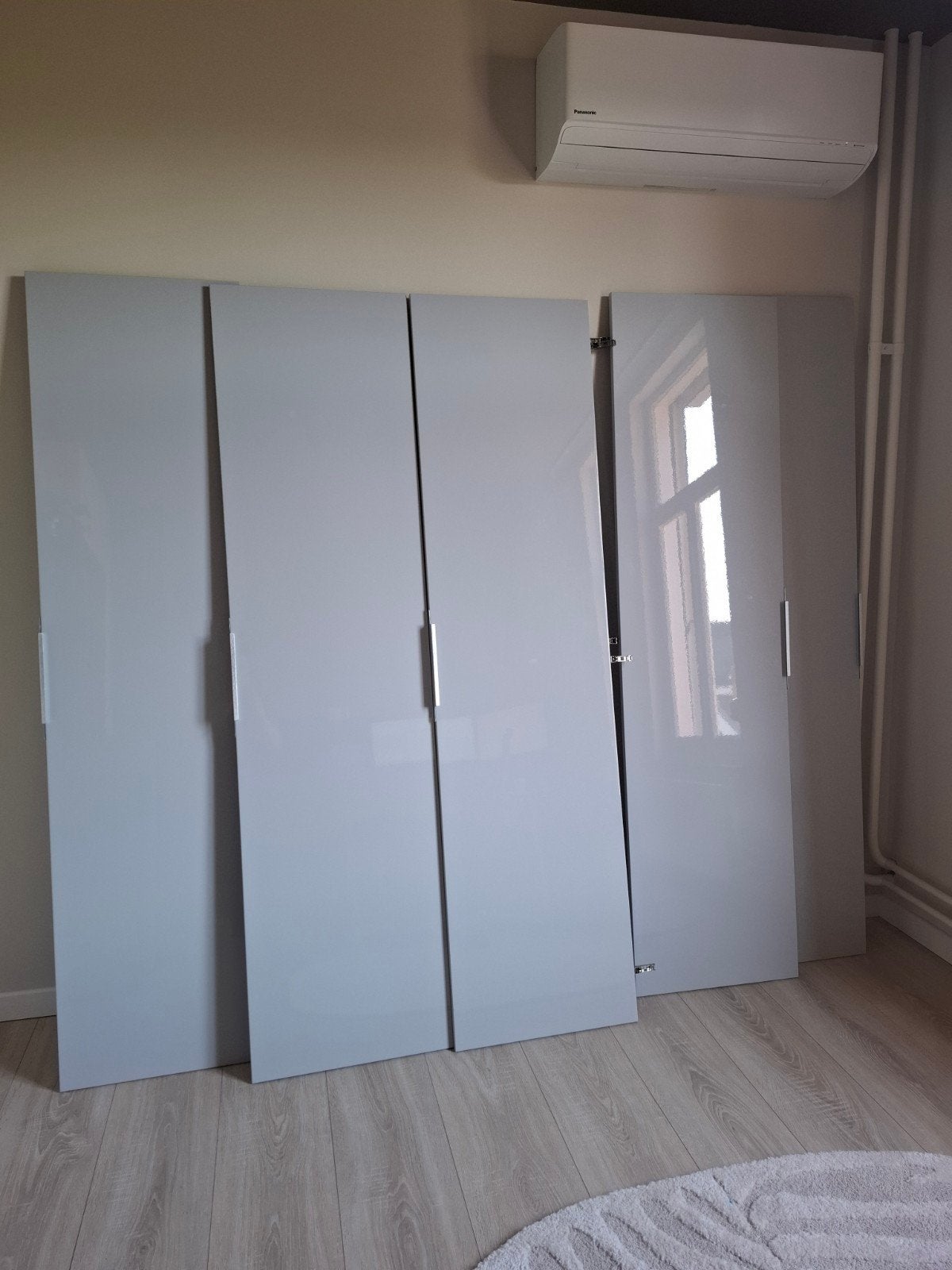 5 lichtgrijze Pax kledingkast deurtjes 195x50cm, Ophalen, 50 tot 100 cm, Zo goed als nieuw, 150 tot 200 cm
