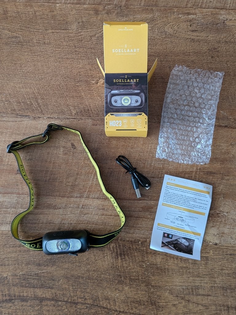 Nieuw Soellaart Oplaadbare LED hoofdlamp (Zwart/Geel), Ophalen of Verzenden, Nieuw, Accu