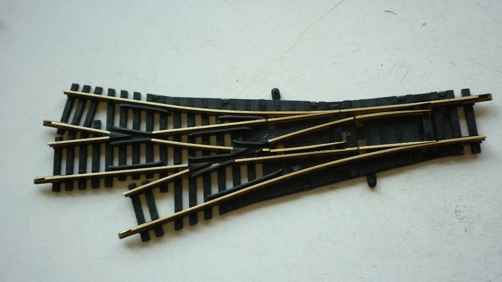 Fleischmann H0 6057 driewegwissel, Gebruikt, Gelijkstroom, Fleischmann, Rails