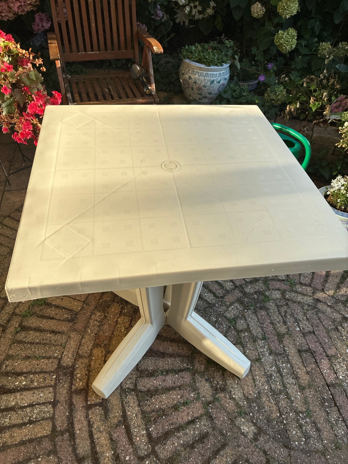 Kunststof tuintafel, bridgetafel 70x70 cm, Ophalen, Gebruikt, Vierkant, Kunststof