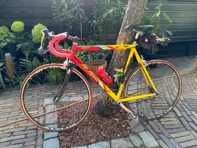 Jan Janssen racefiets - Rood/Geel - opknap fiets, Fietsen en Brommers, 28 inch, Gebruikt, 10 tot 15 versnellingen, Aluminium