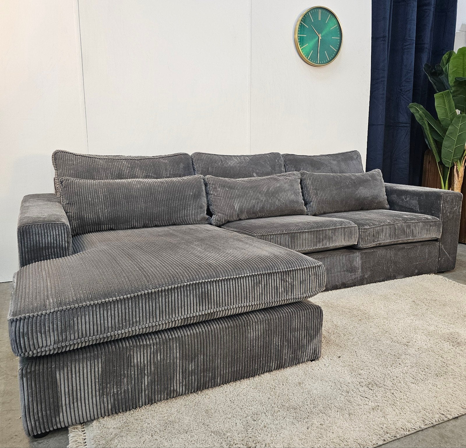 Rib Hoekbank Grijs Ribstof - Professioneel Gereinigd, Ophalen of Verzenden, Tweelingenlaan 106, Stof, Nijhof Brothers Furniture
