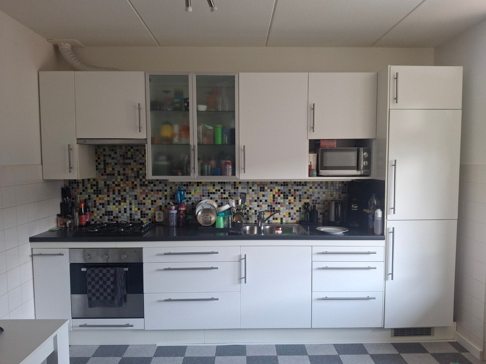 Complete Ikea Keuken inc gasfornuis oven,koelkast softclose, Ophalen of Verzenden, Wit, Enkelwandige keuken