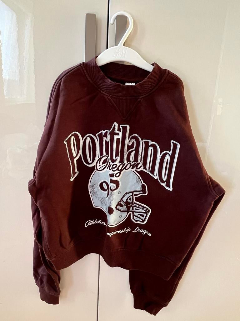 Bruine H&M trui met 'Portland Oregon' opdruk, Ophalen of Verzenden, Gedragen, Maat 34 (XS) of kleiner, Bruin