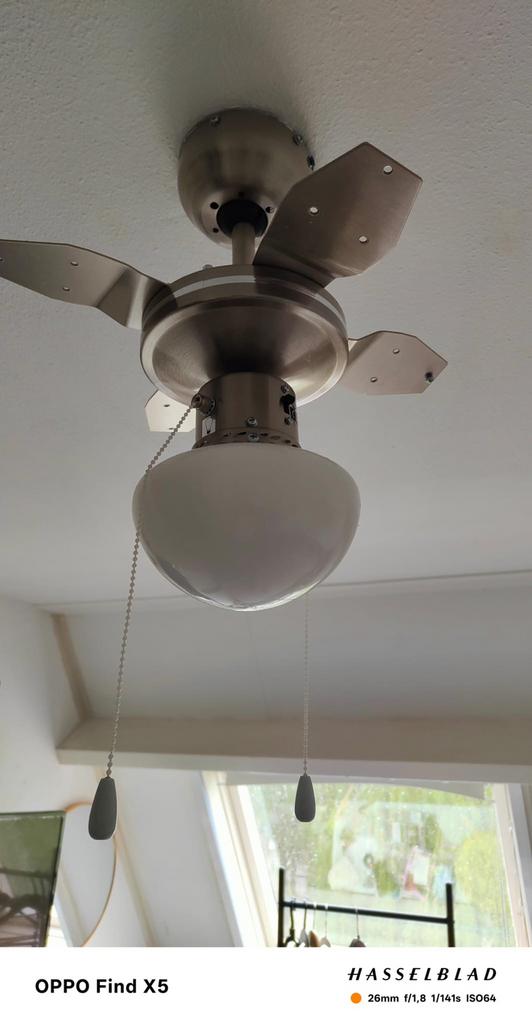 Plafondventilator wit met witte propellers!, Ophalen of Verzenden, Zo goed als nieuw, Plafondventilator