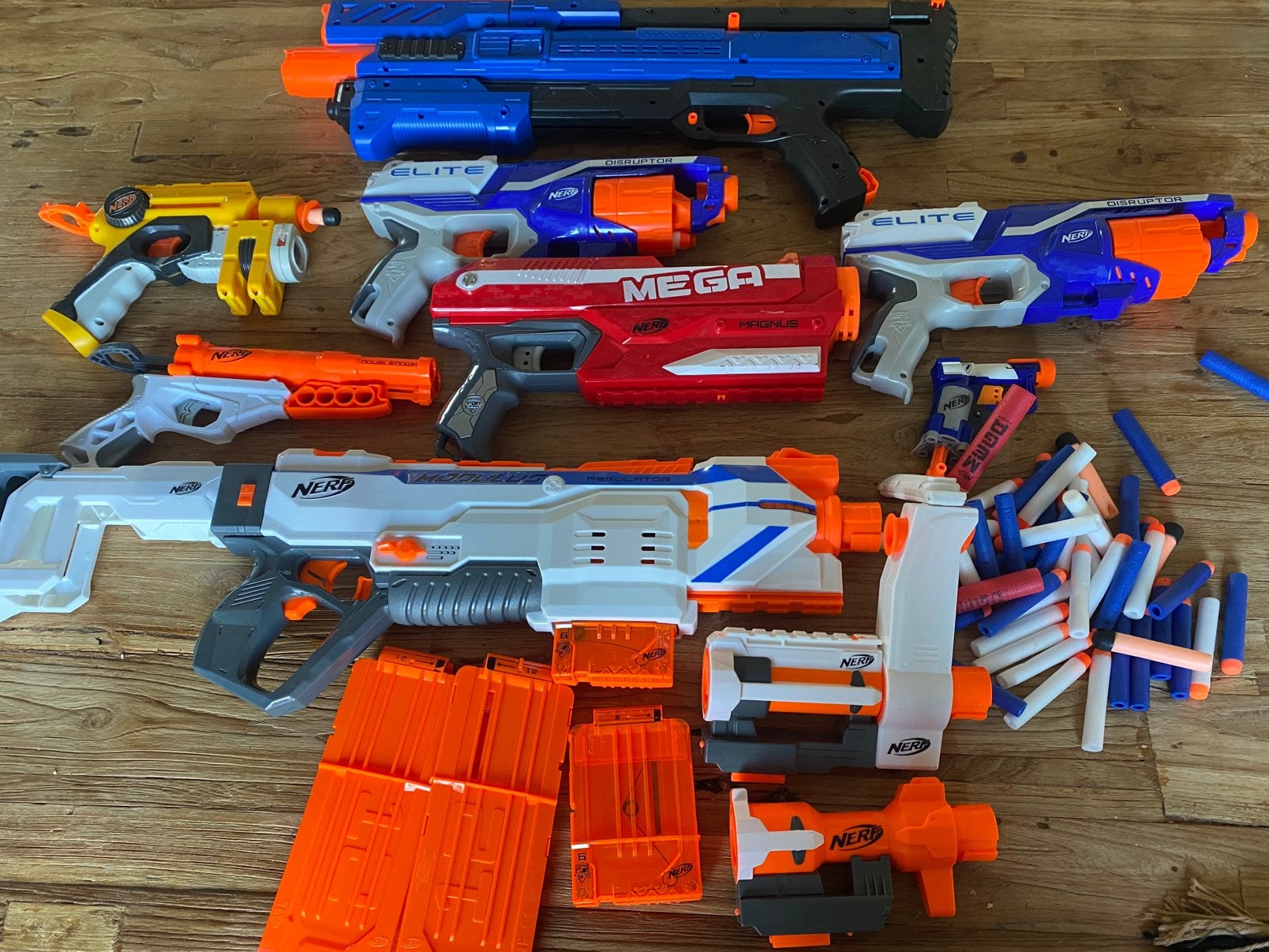 Nerf pakket –Modulus Regulator, Elite, Mega + X-Shot blaster, Ophalen of Verzenden, Gebruikt