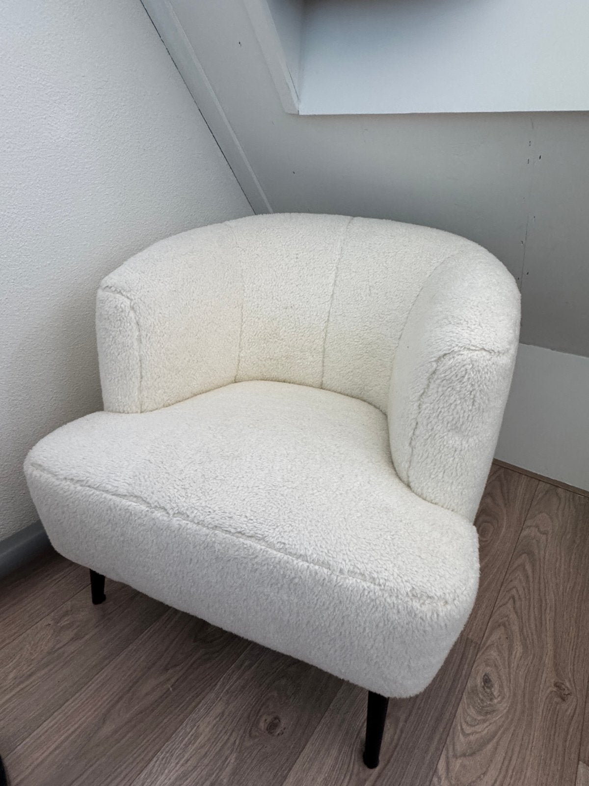 Teddy Bouclé Fauteuil Nora Wit - Zo goed als nieuw, Ophalen, 75 tot 100 cm, Zo goed als nieuw, Stof