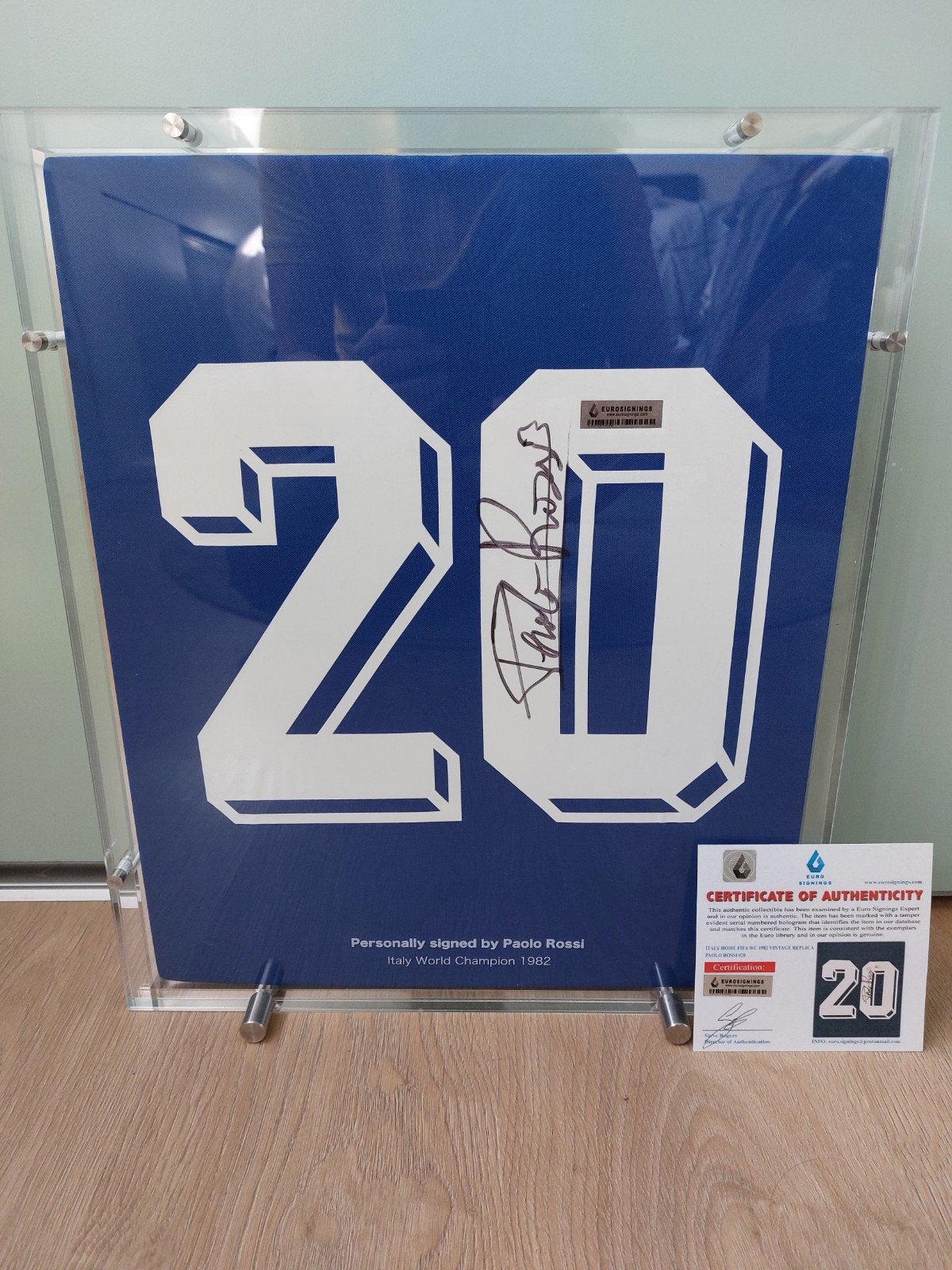 paolo rossi gesigneerd shirt wk italie 1882 coa handtekening, Ophalen, Nieuw, Buitenlandse clubs, Shirt