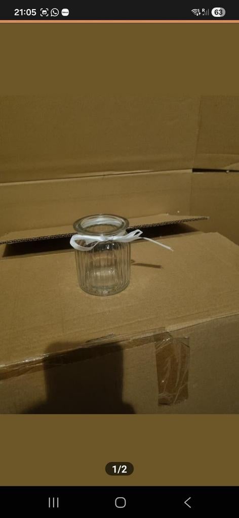 12 Glazen potjes met lint - ideaal voor decoratie of cadeaus, Ophalen of Verzenden, Nieuw, Glas