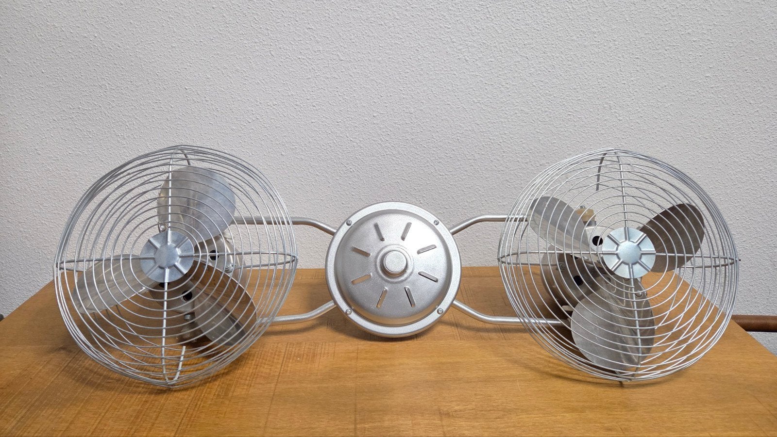 Metalen Vintage Plafondventilator met Dubbele Ventilatorblad, Ophalen of Verzenden, Gebruikt, Plafondventilator