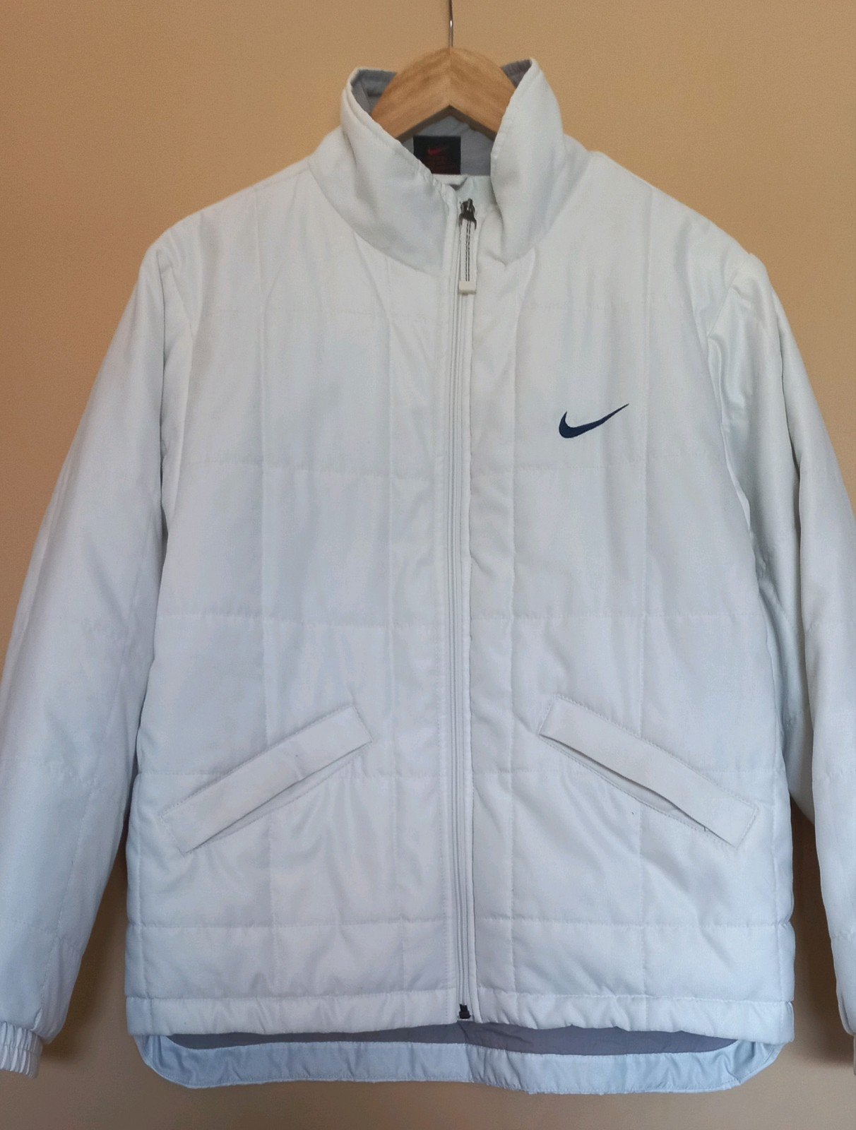 Vintage Nike Gewatteerde Jas / Puffer Jacket Wit - Maat M, Maat 38/40 (M), Wit, Nike, Ophalen of Verzenden
