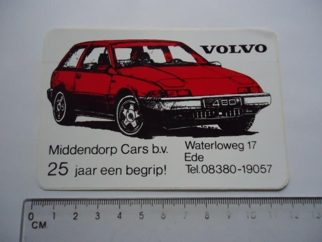 sticker oud VOLVO 480 Auto dealer Middendorp cars EDE retro, Verzenden, Zo goed als nieuw, Bedrijf of Vereniging