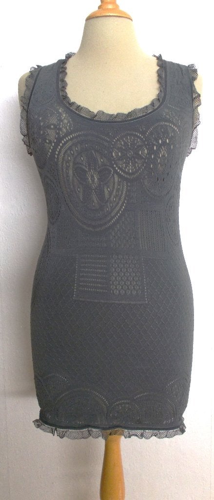 Grijze stretch kant look top van High Use! M, Maat 38/40 (M), Verzenden, Nieuw, Zonder mouw