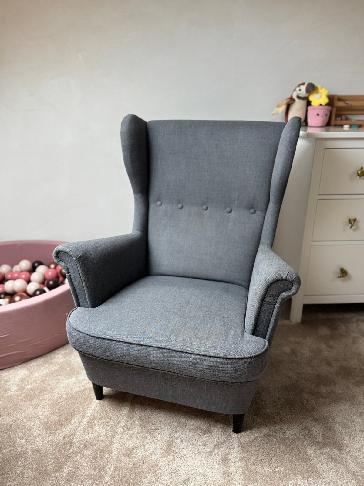 Strandmon Ikea fauteuil, Ophalen, Zo goed als nieuw, 75 tot 100 cm, 50 tot 75 cm