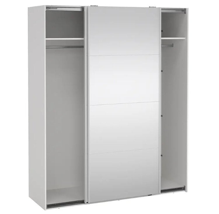 Schuifdeurkast wit/spiegel - 200x182x64 cm, Huis en Inrichting, Kasten | Kledingkasten, Ophalen, Overige materialen, Gebruikt