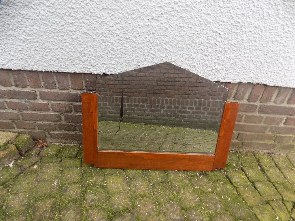 Spiegel brocante Amsterdamse school haagse school, Ophalen, Gebruikt, Rechthoekig, Minder dan 100 cm