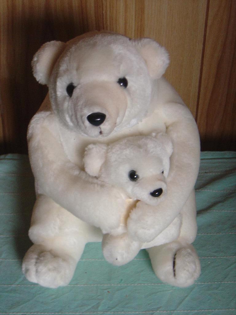 Knuffel IJsbeer met jong, Ophalen of Verzenden, Zo goed als nieuw, Wild dier, Beeldje of Figuurtje