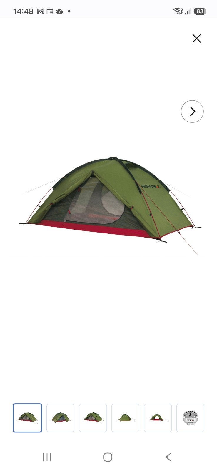 High Peak Woodpecker 3 Koepeltent - Groen, Caravans en Kamperen, Tenten, Ophalen of Verzenden, Zo goed als nieuw, Tot en met 3