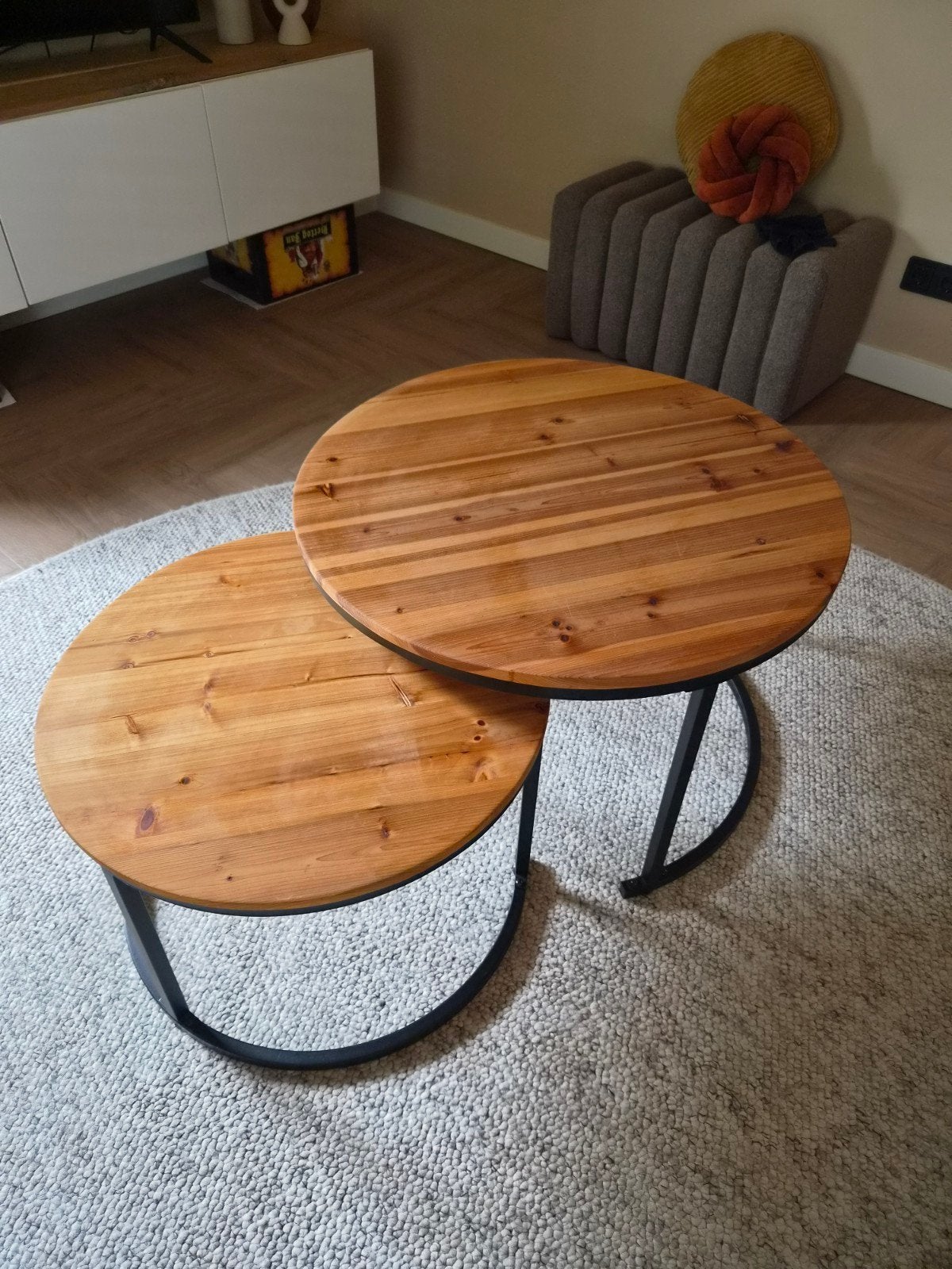 ronde salontafel, set van 2, Huis en Inrichting, Tafels | Salontafels, Ophalen, Gebruikt, 50 tot 100 cm, Rond