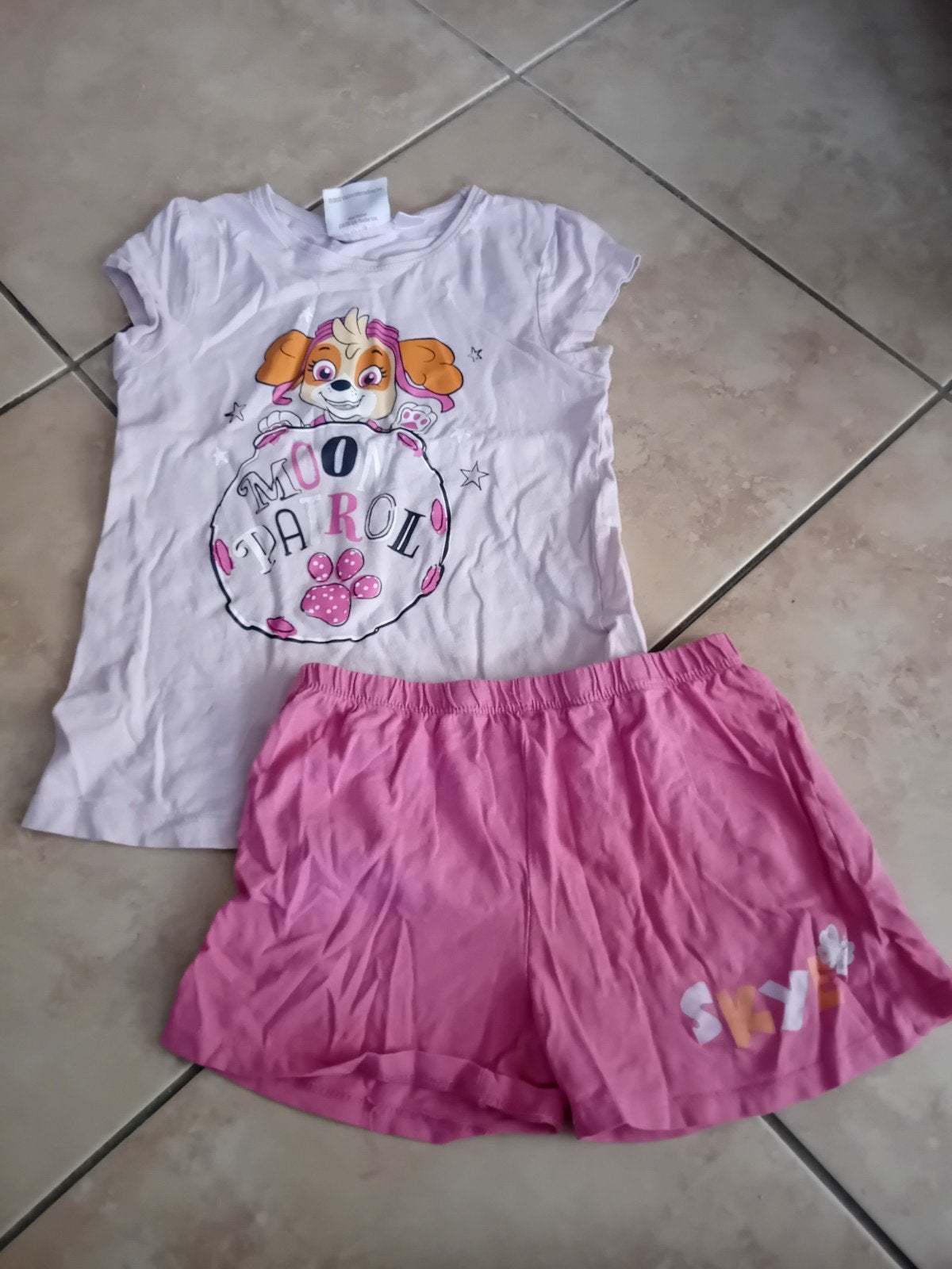 Paw Patrol Skye T-shirt en roze short - Maat 122/128, Gebruikt, Meisje, Ophalen of Verzenden, Setje