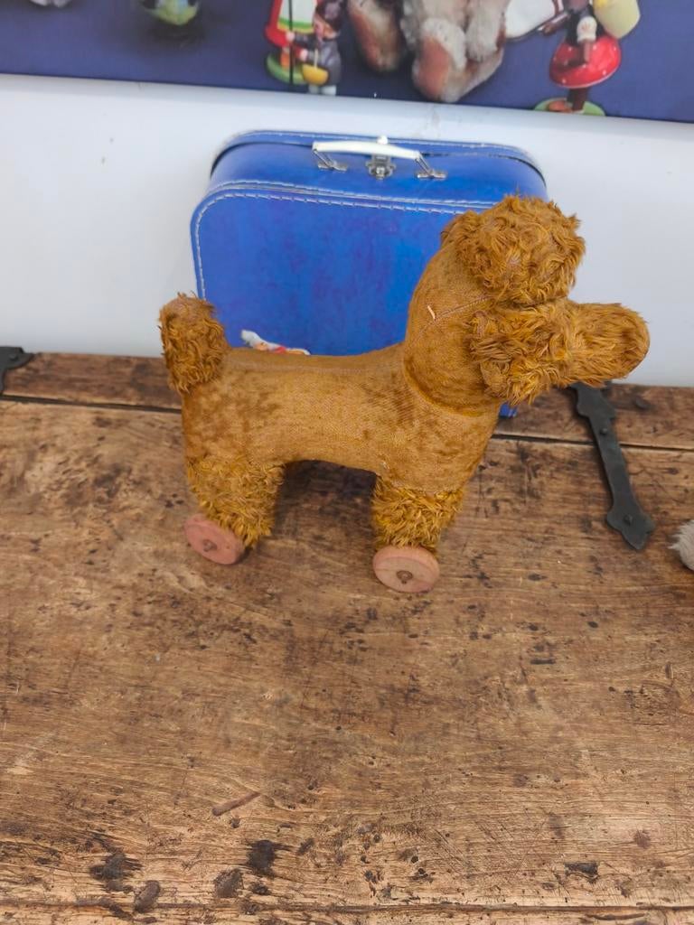 Oud stro hondje op wielen, Ophalen of Verzenden, Zo goed als nieuw, Hond of Kat, Beeldje of Figuurtje