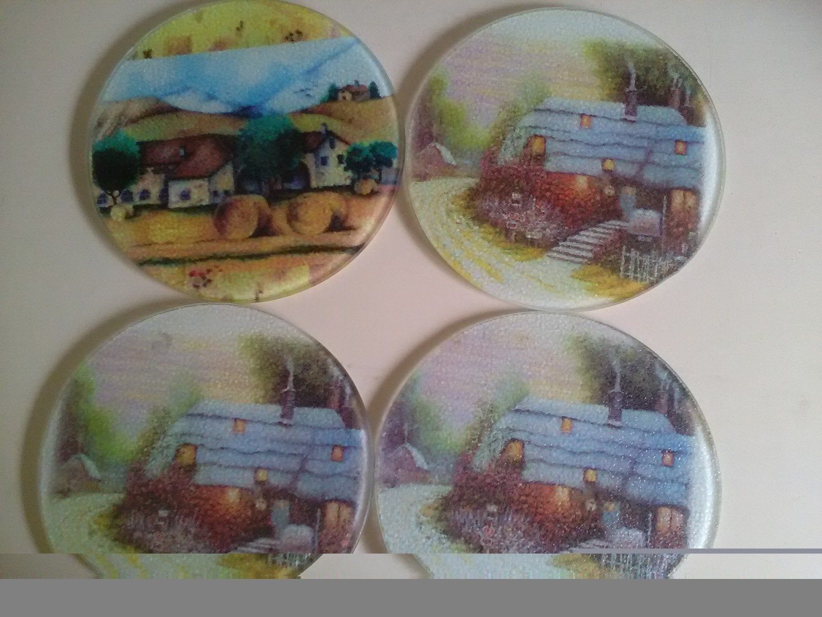 4 Engelse glazen onderzetters, Huis en Inrichting, Ophalen of Verzenden, Glas of Kopje