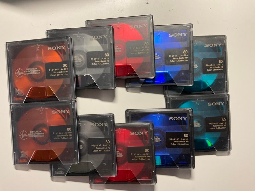 Minidisc’s. SONY COLOR COLECTION 10x als nieuw. 80 minuten, Audio, Tv en Foto, Walkmans, Discmans en Minidiscspelers, Ophalen of Verzenden