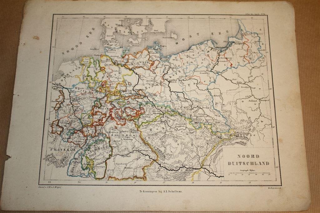 Zeldzame antieke kaart - Noord-Duitsland - 1860 !!, Gelezen, Ophalen of Verzenden, Landkaart, Duitsland