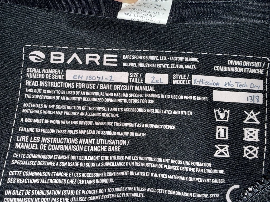 Bare droogpak 2XL X-mission evo tech dry, Watersport en Boten, Ophalen, Zo goed als nieuw, Duikpak