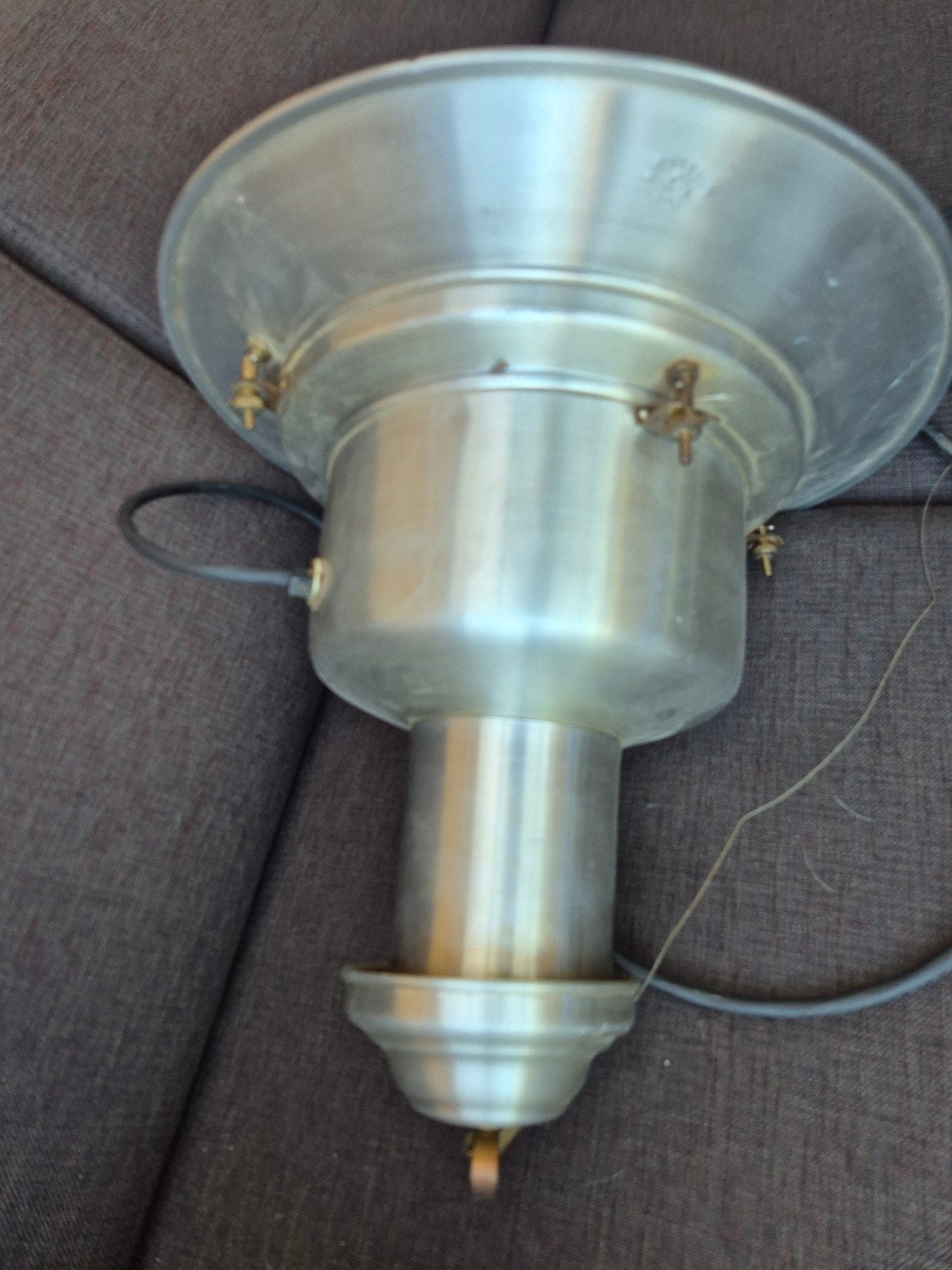 Vintage Industriële Hanglamp - Aluminium en Glas, Minder dan 50 cm, Gebruikt, Ophalen of Verzenden, Glas