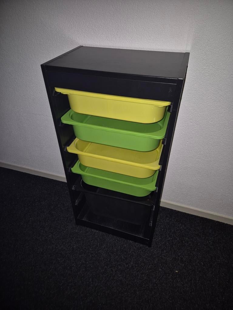 Ladekast met 5 plastic bakken - 90 cm hoog, Huis en Inrichting, Kasten | Ladekasten, Ophalen, Kunststof, Gebruikt, 5 laden of meer