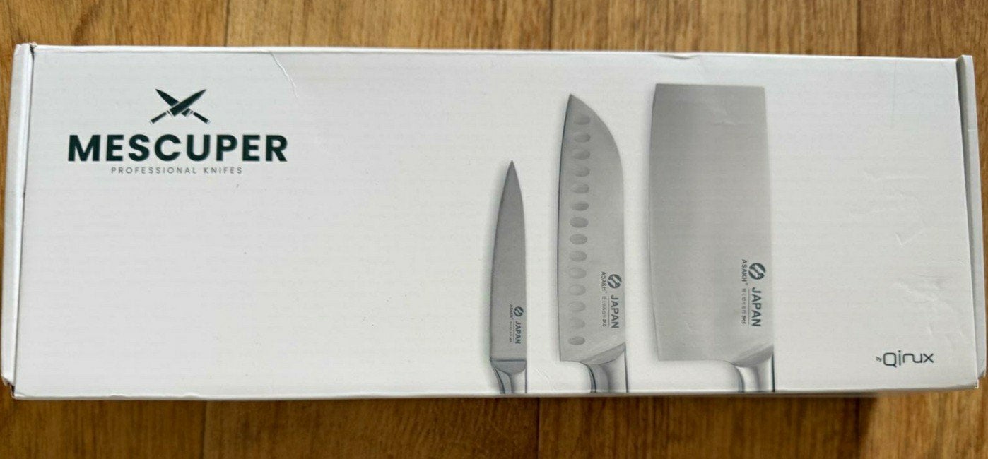 Spiksplinternieuwe MESCUPER 3-delige keukenmessenset, Ophalen of Verzenden, Nieuw, Rvs of Chroom