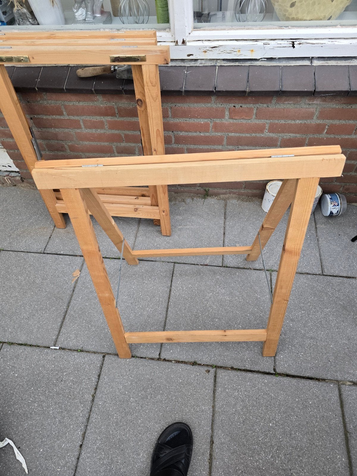 Houten schragen - Set van 2, Ophalen, Gebruikt, 70 tot 120 cm, Inklapbaar