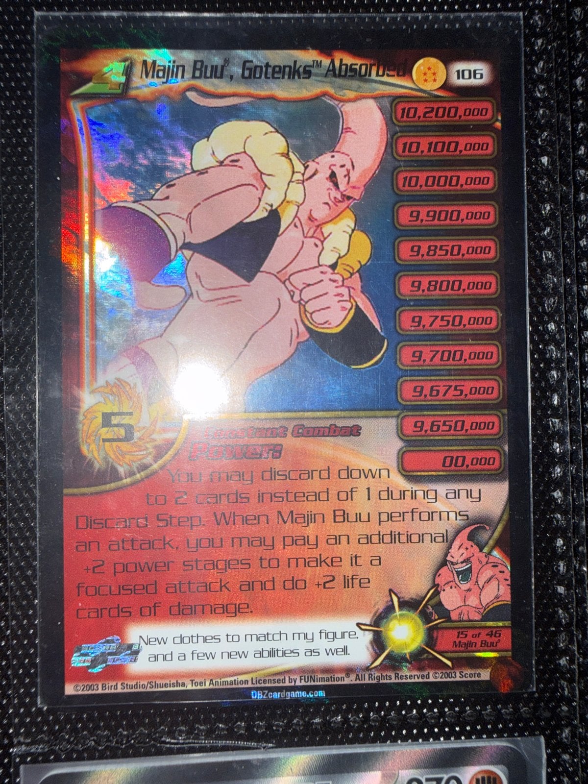 Dragon Ball Z Majin Buu, Gotenks Absorbed kaart, Ophalen of Verzenden, Zo goed als nieuw