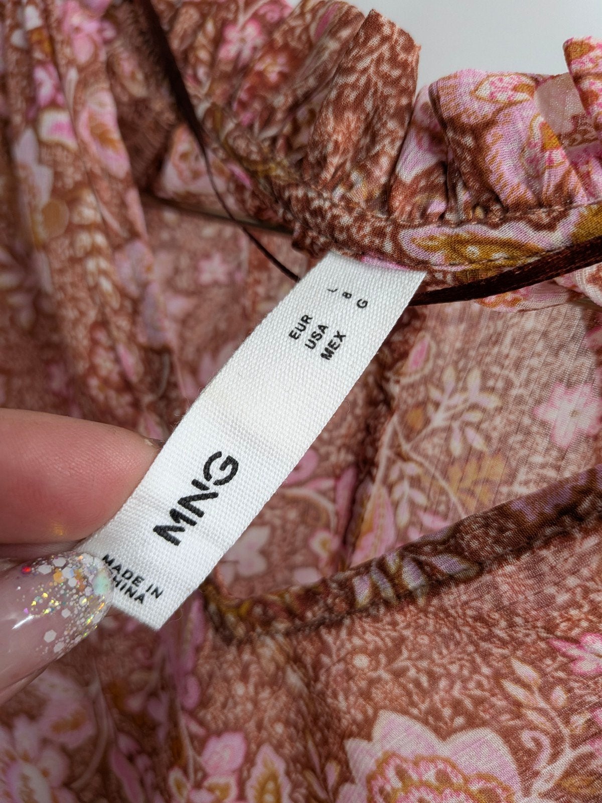 MNG Bloemenprint Blouse met Lange Mouwen - Maat L, Bruin, MNG, Maat 42/44 (L), Ophalen of Verzenden