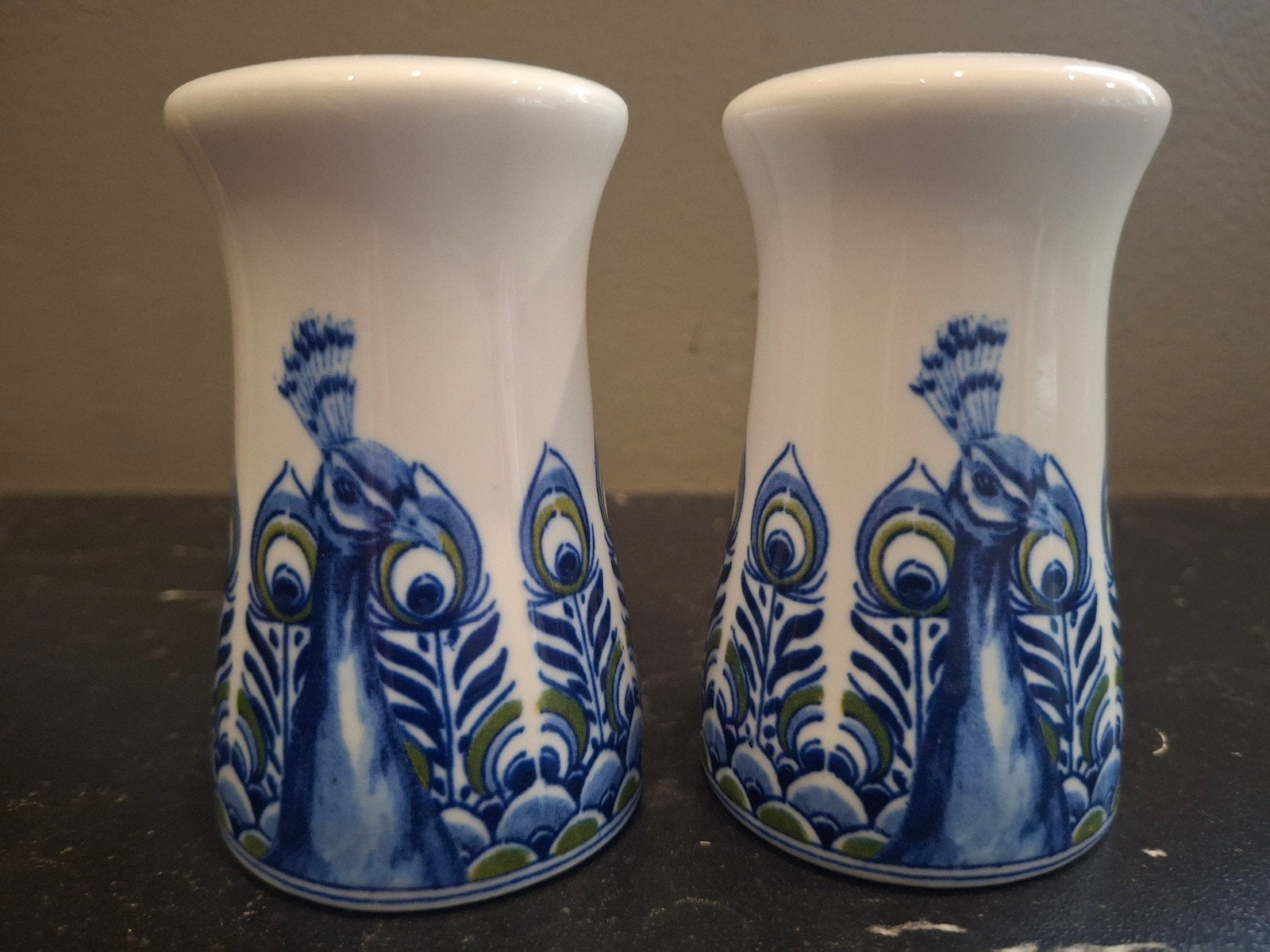 Heinen Delfts Blauw Zout- en Pepervaatjes & Vaas, Antiek en Kunst, Ophalen of Verzenden