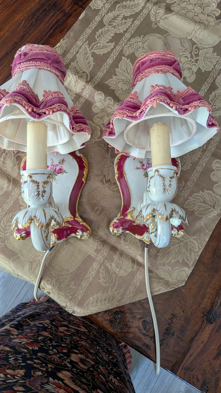 Vintage Barok Porseleinen Wandlampen - Set van 2, Antiek en Kunst, Antiek | Lampen, Ophalen