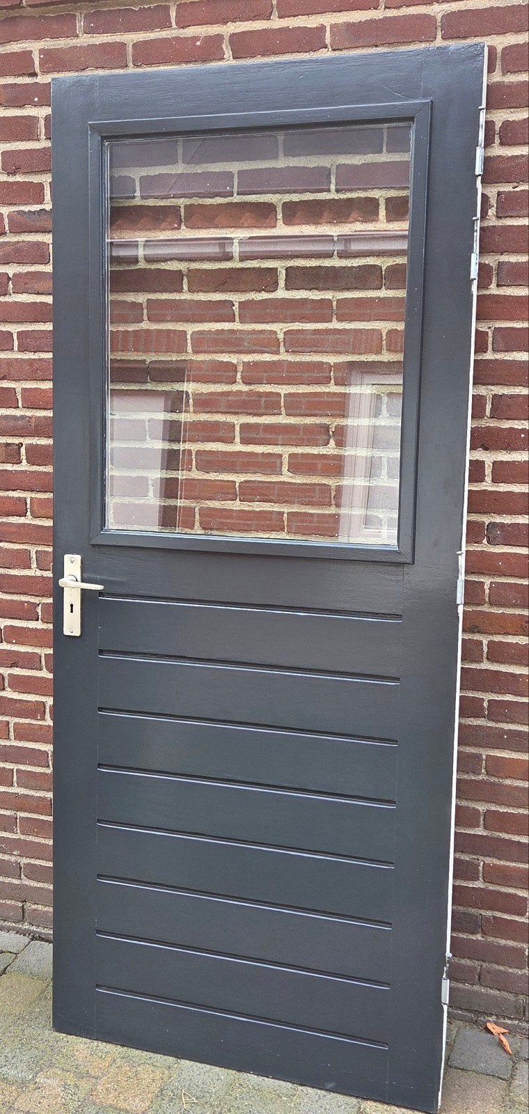 Hardhouten achterdeur dubbel glas., Doe-het-zelf en Verbouw, Ophalen, Gebruikt, 80 tot 100 cm, 200 tot 215 cm