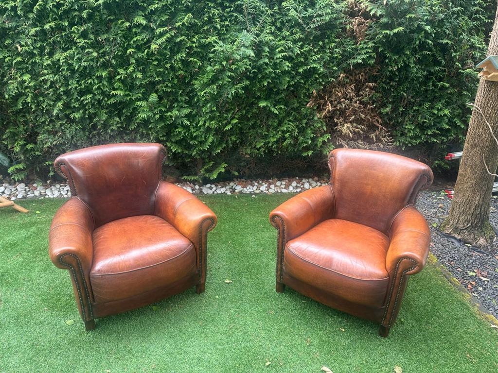2 echt schapenleer fauteuils (uitstekende staat), Huis en Inrichting, Fauteuils, Zo goed als nieuw, Leer, Overige materialen, 50 tot 75 cm