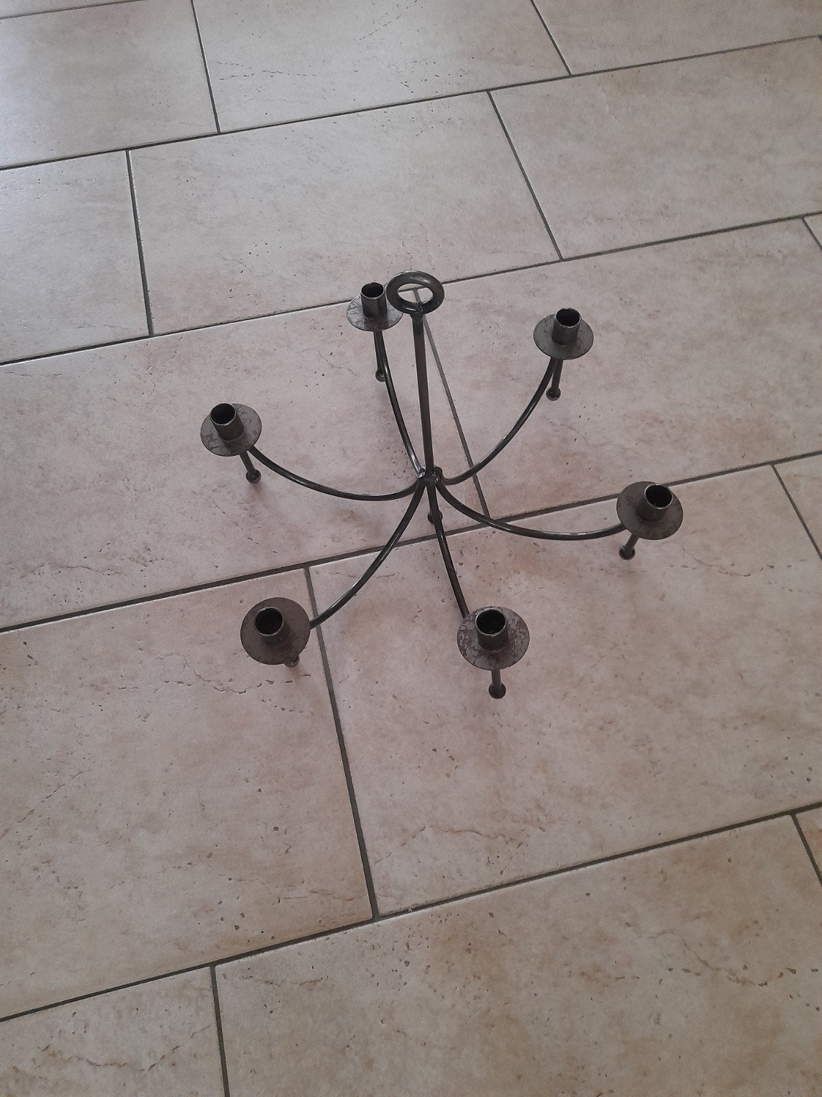 Vintage metalen kandelaar voor 6 kaarsen, Ophalen of Verzenden