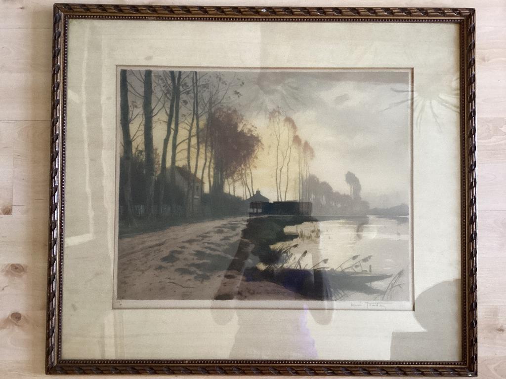 Aquatint, aquarel, Henri Jourdain (1863-1931), antiek, Antiek en Kunst, Kunst | Etsen en Gravures, Ophalen, 1800 - 1899, Landschap