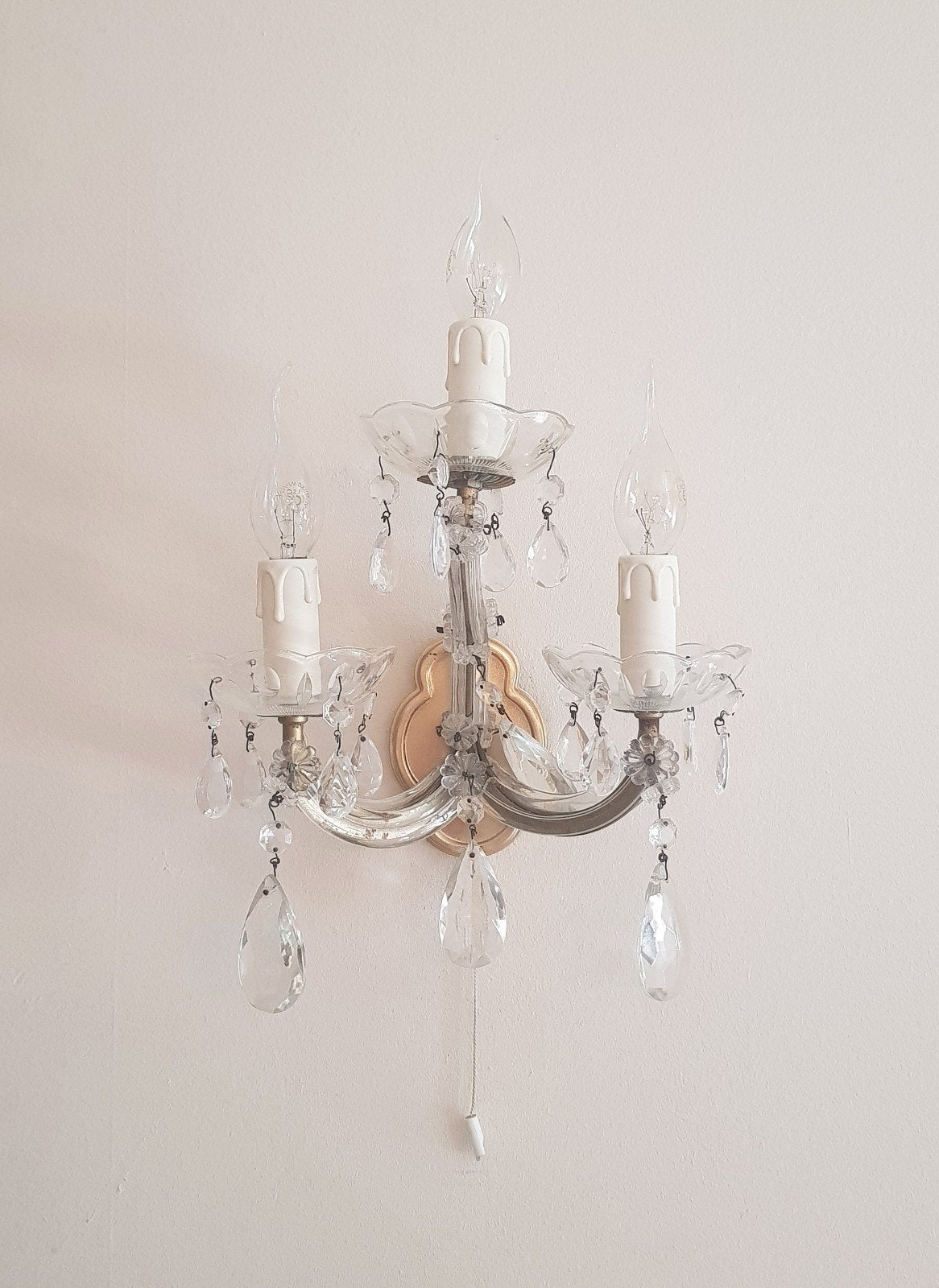 Prachtige kristallen antieke Maria Theresia wandlamp, Ophalen of Verzenden