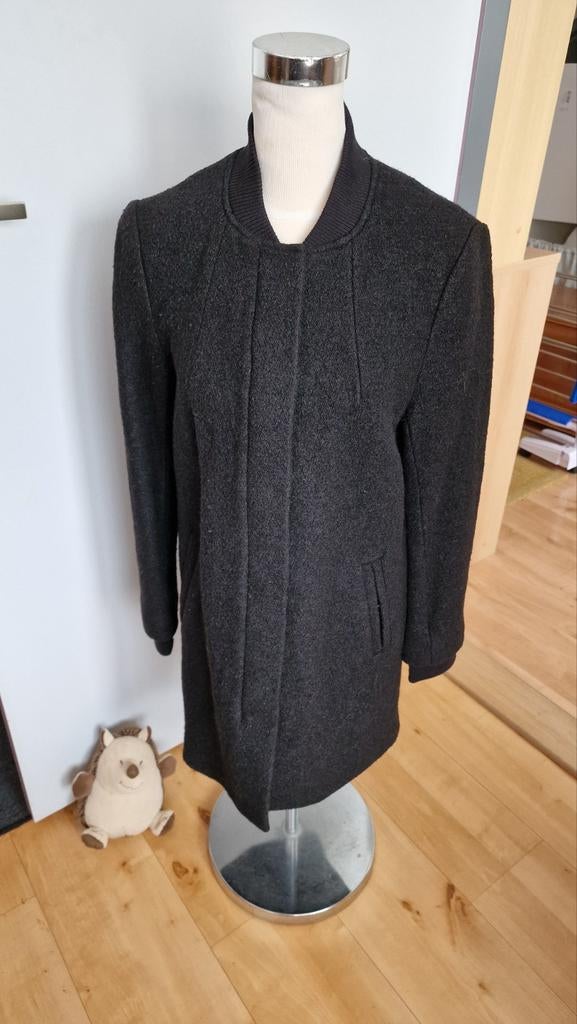 H&M Divided Zwart Wollen Jas Maat 38, Maat 38/40 (M), Zwart, H&M Divided, Ophalen of Verzenden