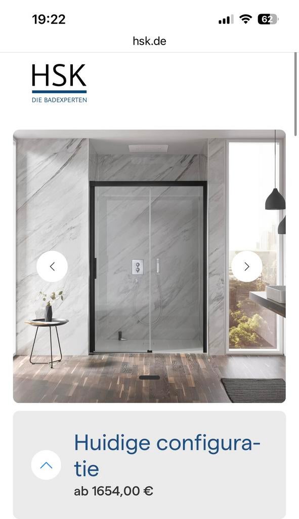 Douchewand schuifwand. Zwart 1.20 bij 2.06 HSK, Ophalen, 100 tot 150 cm, 200 cm of meer, Overige typen