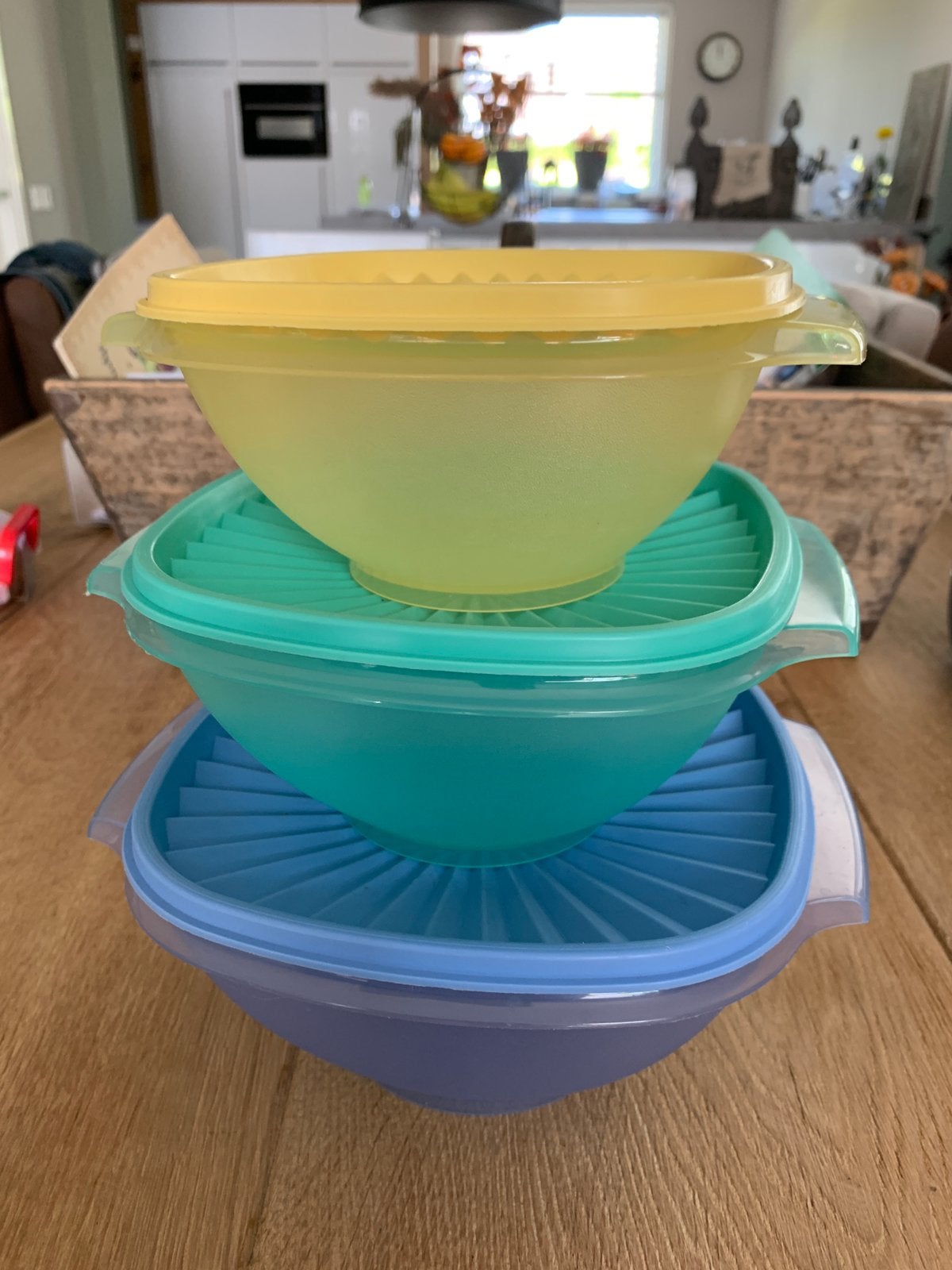 Tupperware set zonnedeksel schalen, Huis en Inrichting, Keuken | Tupperware, Gebruikt, Tupperware, Schaal, Met deksel