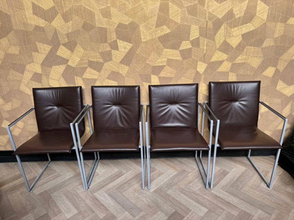 4x arco frame bruin leder, Ophalen of Verzenden, Zo goed als nieuw, Leer