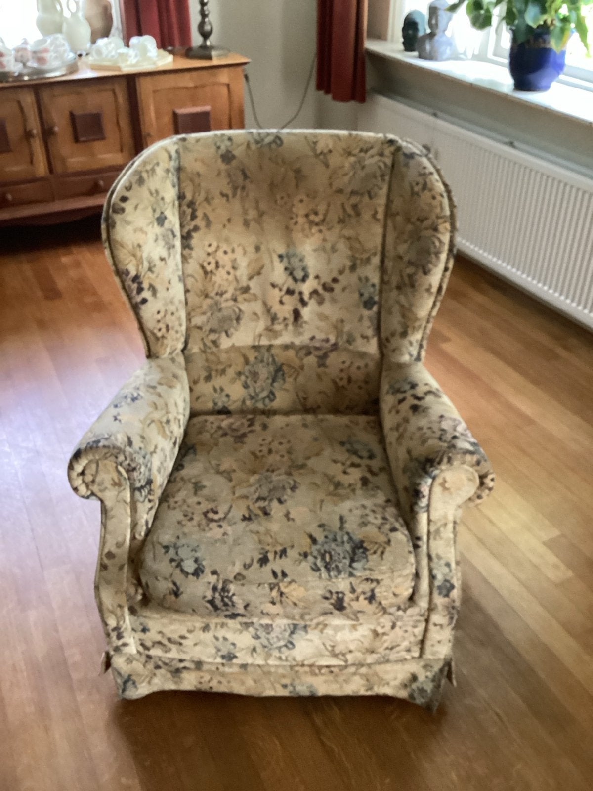 Gebloemde fauteuil - Comfortabel en stijlvol, Ophalen, Gebruikt, Minder dan 75 cm, 75 tot 100 cm